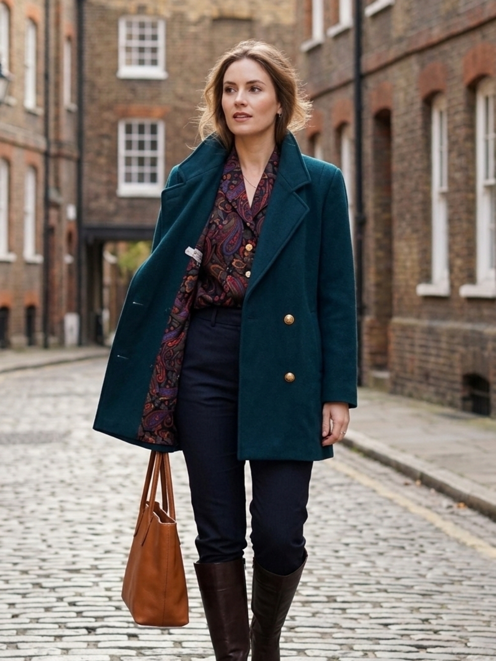 Vintage Double-Breasted Forest Green Wool Blend Peacoat Size 8